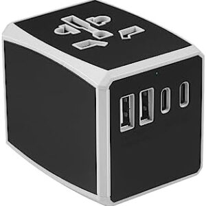 Universal Travel Adapter, International Travel Plug with 4X USB Ports,Travel Worldwide Wall Charger for US/UK/EU/AU,All in One Plug Converter for 150+ Countries (Type C/G/A/I)