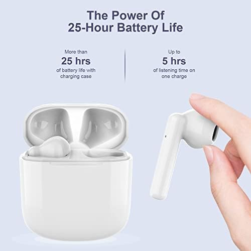 True Wireless Earbuds, Bluetooth 5.2 Earbuds IPX7 Waterproof Wireless Bluetooth Headphones with Mic Charging Case 30H Playtime,Pop-ups Auto Pairing Hi-Fi Stereo Sound Headset for iOS/Android(White) - Image 2