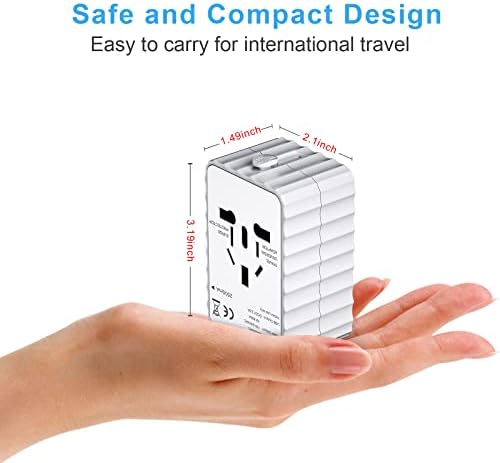 Travel Adapter, Worldwide All in One Universal Travel Adaptor Wall AC Power Plug Adapter Wall Charger with Dual USB Charging Ports for USA EU UK AUS Cell Phone Laptop - Image 5