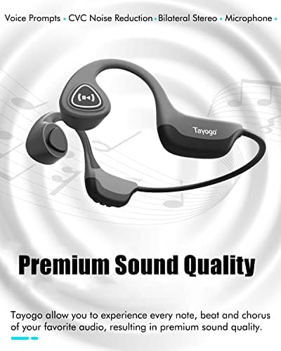 Tayogo Bone Conduction Headphones, Wireless Bluetooth Bone Conducting Earbuds, Open Ear Headset with Mic, for Running, Cycling, Yoga-Grey - Image 2