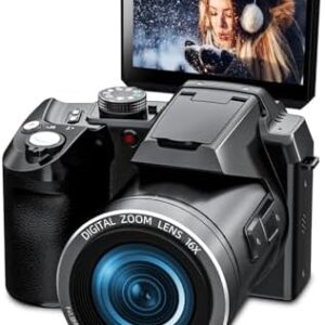 64MP 4K Digital Camera for Photography, Vlogging Cameras for YouTube with 3” Flip Screen,16X Digital Zoom, WiFi& Autofocus,2 Batteries, 32GB TF Card(S200)