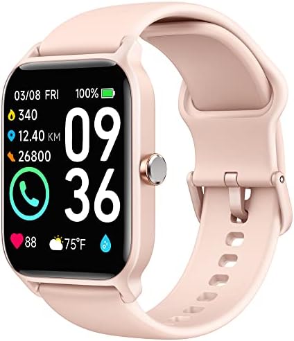 Smart Watch for Women - 1.8" Full Touch HD Screen, 24-Hour Heart Rate, Blood Oxygen, Sleep Monitor, Alexa Built-in, IP68 Waterproof, 100 Sports Modes, Unisex