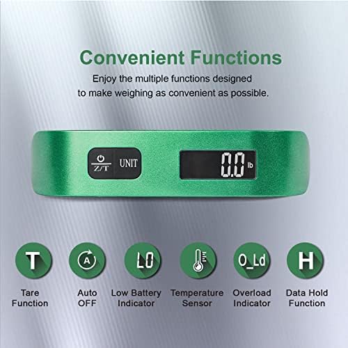 travel inspira Luggage Scale, Portable Digital Hanging Baggage Scale for Travel, Suitcase Weight Scale with Rubber Paint, Temperature Sensor, 110 Pounds, Battery Included - Image 6