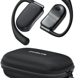 Ear Buds Wireless Earbuds 80Hrs Playtime Open Ear Bluetooth Headphones with Earhook Over Ear Electroplated Earphones with Zipper & Lanyard Case Design Stereo Sound with 16.2mm Drivers for Sport Black