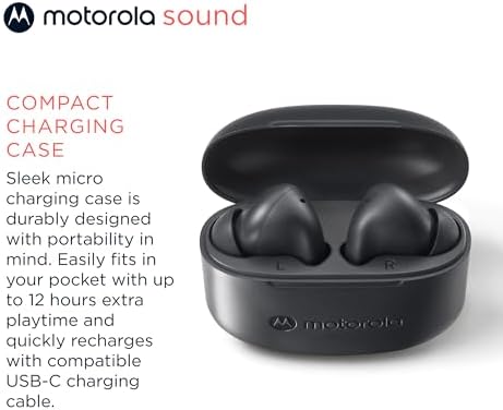Motorola Moto Buds 065 - True Wireless, Ear Buds, Noise Isolation and 17 Hours Playtime, Touch Control on Both Earbuds, IPX4 Water Resistant, ENC mic for Clear Voice Calls. (Moonless Night) - Image 4