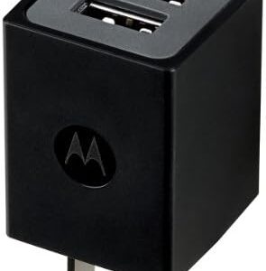 Motorola Dual Port Universal Charger with MicroUSB Data Cable - Retail Packaging - Black
