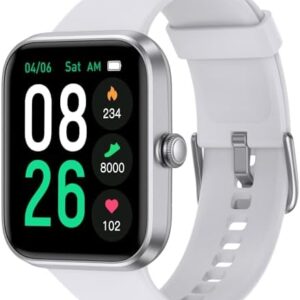 Smart Watch, Fitness Tracker Watch with Heart Rate Monitor, SpO2, Sleep Tracker, 45mm Fitness Watch IP68 Waterproof Smartwatch for Women Men Step Counter Pedometer for iOS and Android Phones