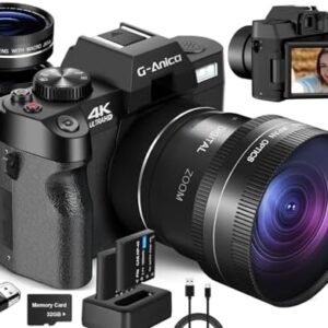 4K Digital Cameras for Photography, 48MP Vlogging Camera for YouTube with WiFi, 180° Flip Screen Compact Camera with Flash, 16X Digital Zoom Travel Camera with Wide-Angle &Macro Lens