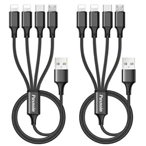 Multi Charging Cable, Multi Charger Cable 2Pack 4FT Nylon Braided Universal 4 in 1 Multiple USB Cable Fast Charging Cord Adapter with Type-C, Micro USB Port Connectors for Cell Phones Tablet More
