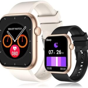 Smart Watch (Answer/Make Call), 2024 Newest 2.0 Inch Fitness Tracker, AI Voice Assistant/Sleep Monitor/Pedometer/Calories, 100+ Sports Modes, Fitness Watch for Women Men (Gold)