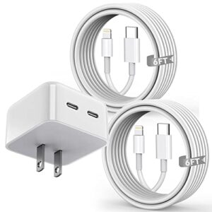 Fast Charger iPhone, iPhone 14 Charger [MFi Certified] 40W Dual Port Foldable USB-C Quick Wall Charger Block with 6FT TypeC to Lightning Cable Fast Charging for iPhone 14/13/12/Pro/Max/11/XR/SE 2022