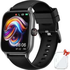 Smart Watch, Newest 1.85 "TFT HD Display Smart Watch with Receive & Dial, Smart Watch for Android iPhone with Pedometer, Fitness Tracker, Heart Rate, SMS Reminder, Android Smart Watch for Women Men