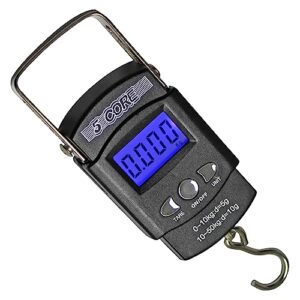 5 Core Fish Scale 110 LBS 50 KG Luggage Scales Handheld Portable Electronic Balance Digital Fishing Postal Hanging Hook Scale with 2 AAA Batteries Built-in Measuring Tape Backlight LCD Display