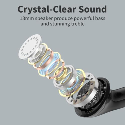 TAGRY Wireless Earbuds Bluetooth Earphones 60H Playback Ear Buds with Wireless Charging Case and Mic for Running and Sports Black - Image 6