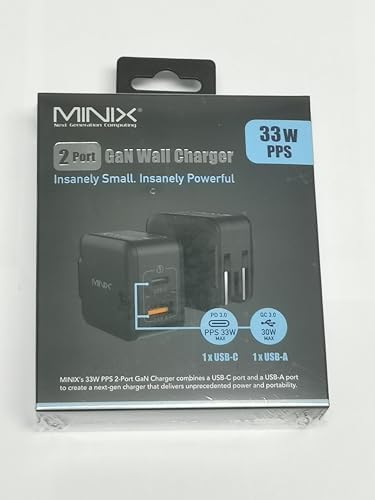 MINIX NEO P1 Mini 33W PPS 2-Port GaN Charger 1 USB-C Port Fast Charger, 1 USB-A Port Quick Charger 3.0. Compatible with iPhone 8-15 Series, Galaxy S10-S21, Pad and More. - Image 9