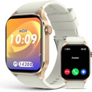 Smart Watch for Men Women, Infrared True Blood Oxygen Monitor, 2.04-inch AMOLED Display, Heart Rate Blood Pressure Sleep, IP68 Waterproof Fitness Tracker, Compatible with Android and iOS Beige