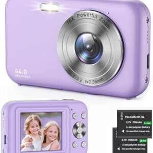 Digital Camera 1080P Kids Camera with 16X Zoom - 44MP Anti Shake Point and Shoot Digital Cameras for Photography | Compact Small Camera for Kids Girls Boys Teens Beginners (SD Card Not Include)