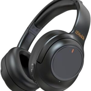 iDiskk Hybrid Active Noise Cancelling Headphones,Wireless Bluetooth Headphones with Microphone Deep Bass,60H Playtime,Hi-Res Audio Wireless Headsets for Commuting,Flight Trips,Studying (Black)