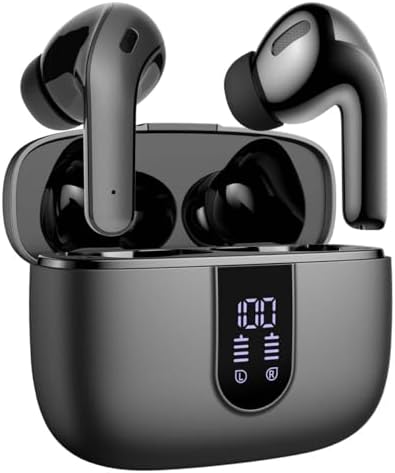 TAGRY Wireless Earbuds Bluetooth Earphones 60H Playback Ear Buds with Wireless Charging Case and Mic for Running and Sports Black