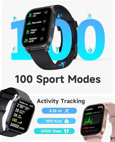 Smart Watch for Men Women, Answer/Make Calls, Alexa Built-in, Fitness Tracker, Heart Rate/Sleep Tracker/100 Sports/IP68 Waterproof, Smartwatch Compatible Android iOS - Image 5