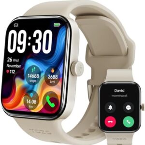 TOZO S4 AcuFit One Smart Watch 1.78" AMOLED Ultra-Clear Screen for Men Women, Call/Answer Fitness Tracker, Heart Rate Sleep Blood Oxygen Monitor IP68 Waterproof for iOS 11.0+ Android 9.0+ Gold