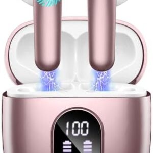 Wireless Earbud Bluetooth 5.3 Headphones 50H Playtime Stereo Bass Ear Buds, in-Ear Earphones with 4 ENC Mic LED Display Noise Cancelling Earbud, Bluetooth Earbud IP7 Waterproof Sport for Android iOS