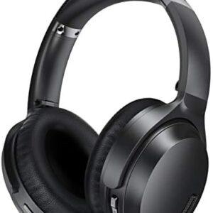 HROEENOI Active Noise Cancelling Headphones, JZ02 Bluetooth Headphones, Wireless Over Ear Headphones with CVC 8.0 Microphone Deep Bass Headset, 40 Hours Playtime for Travel Work TV Phone - Black