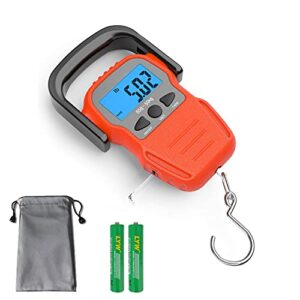 zhl Luggage Scale,Fish Scale with Backlit LCD Display,110 lb/ 50KG Digital Portable Hanging Scale with Measuring Tape for Home Yellow