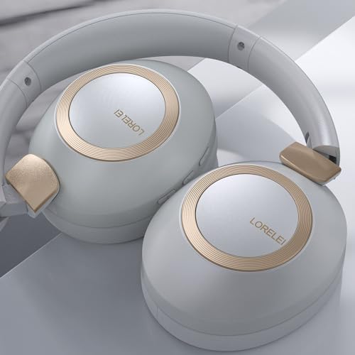 LORELEI B-C6 Wireless Over Ear Headphones, 50H Playtime Foldable Lightweight Bluetooth Headsets, Deep Bass, Built-in Microphone, Memory Foam Earmuff, for Travel, Home Office (Smoke Gray) - Image 6