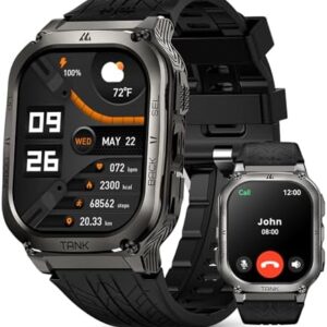 KOSPET Smart Watch for Men, 60-Day Long Battery Life, 50M Waterproof, Rugged Military(Full Metal), Answer/Make Call, Compatible for Android and iOS, 1.96'' AMOLED Always-on Display, AI Voice Assistant