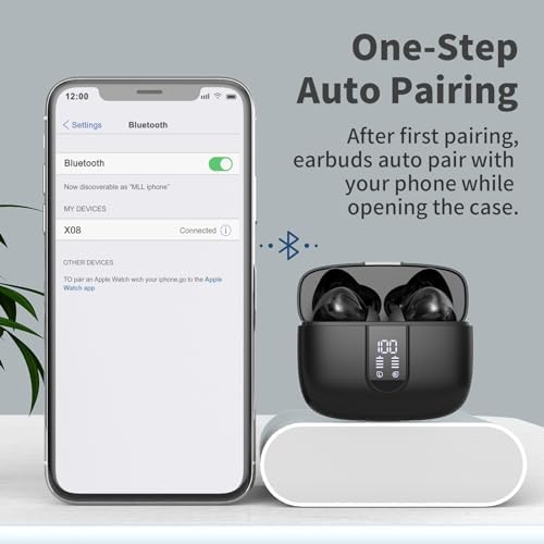 TAGRY Wireless Earbuds Bluetooth Earphones 60H Playback Ear Buds with Wireless Charging Case and Mic for Running and Sports Black - Image 4