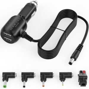 12 Volt DC Car Charger for Portable DVD Player, Universal Replacement Cigarette Lighter Power Cord for RCA, DBPOWER, Sylvania DVD Player, Snailax Seat Cushion, Breast Pump, Dual USB Port Car Charger