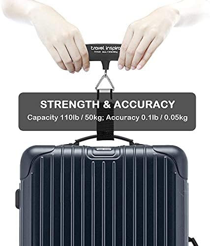 travel inspira Luggage Scale, Portable Digital Hanging Baggage Scale for Travel, Suitcase Weight Scale with Rubber Paint, Temperature Sensor, 110 Pounds, Battery Included - Image 3