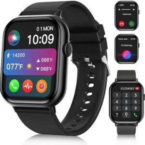 Smart Watch, 2.01" Full Touch Screen Smart Watch for Android & iOS Phones with Heart Rate & Blood Oxygen Monitor, 100+ Sport Modes，Voice Assistant, Fitness Smart Watch for Women Men