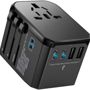 Universal Travel Adapter International Plug - European Travel Plug Adapter Worldwide US AUS EU UK Spain Germany Ireland Italy - All-in-one Travel Outlet Power Adapter with 3 USB C 2 USB A
