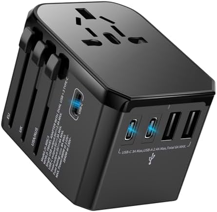 Universal Travel Adapter International Plug - European Travel Plug Adapter Worldwide US AUS EU UK Spain Germany Ireland Italy - All-in-one Travel Outlet Power Adapter with 3 USB C 2 USB A