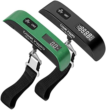 travel inspira Luggage Scale, Portable Digital Hanging Baggage Scale for Travel, Suitcase Weight Scale with Rubber Paint, Temperature Sensor, 110 Pounds, Battery Included