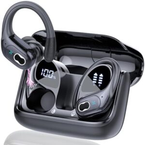Wireless Earbuds 75hrs Bluetooth 5.3 Headphone Sport, 2024 Bluetooth Earbuds Stereo Deep Bass Over Ear Bud with Earhooks, ENC Noise Cancelling Mic, IPX7 Waterproof Earphone for Workout/Running