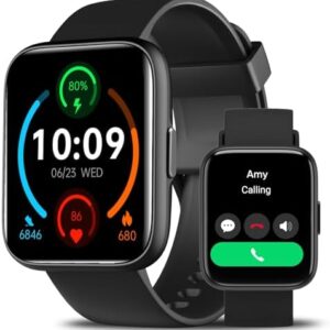 Smart Watch for Men Women - Answer/Make Calls/Quick Text Reply/AI Control, 1.83" for iPhone Samsung Android Phones Compatible IP68 Smartwatch Heart Rate Blood Oxygen Fitness Tracker (Black)