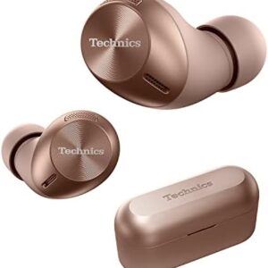 Technics True Wireless Multipoint Bluetooth Earbuds with Microphone, HiFi, Clear Calls, Long Battery Life, Lightweight Comfort Fit, Alexa Built in, EAH-AZ40-N (Rose Gold)
