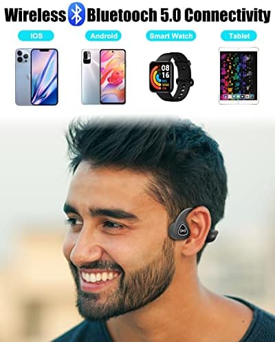 Tayogo Bone Conduction Headphones, Wireless Bluetooth Bone Conducting Earbuds, Open Ear Headset with Mic, for Running, Cycling, Yoga-Grey - Image 5