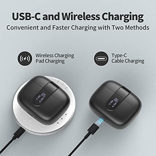 TAGRY Wireless Earbuds Bluetooth Earphones 60H Playback Ear Buds with Wireless Charging Case and Mic for Running and Sports Black - Image 2