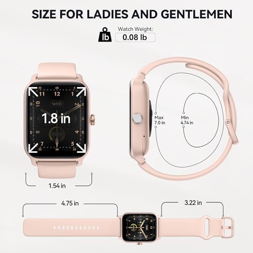 Smart Watch for Women - 1.8" Full Touch HD Screen, 24-Hour Heart Rate, Blood Oxygen, Sleep Monitor, Alexa Built-in, IP68 Waterproof, 100 Sports Modes, Unisex - Image 9