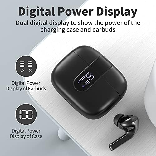 TAGRY Wireless Earbuds Bluetooth Earphones 60H Playback Ear Buds with Wireless Charging Case and Mic for Running and Sports Black - Image 5