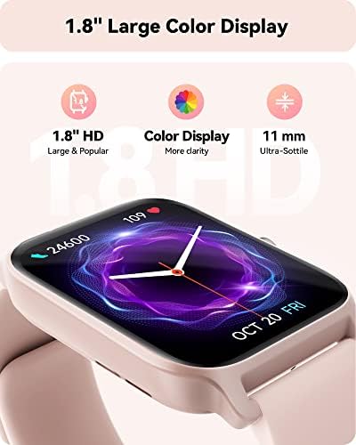 Smart Watch for Women - 1.8" Full Touch HD Screen, 24-Hour Heart Rate, Blood Oxygen, Sleep Monitor, Alexa Built-in, IP68 Waterproof, 100 Sports Modes, Unisex - Image 8