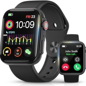 Smart Watch for Men Women [49mm], Answer/Make Call, 120+ Sports Modes Fitness Tracker, 24/7 Heart Rate/SpO2/Sleep Monitor, Step Calorie Counter, Water Resistant Smartwatch for iPhone & Android (Black)