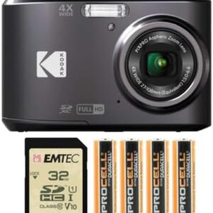 Kodak PIXPRO FZ45 Digital Camera (Black) Bundle with 32GB Class 10 UHS-I U1 SDHC Memory Card and AA High-Performance Alkaline Batteries (4-Pack) (3 Items)