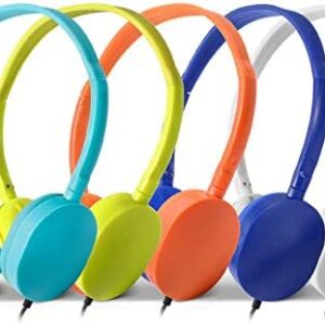 Wholesale Bulk Headphones Earphones Earbuds (KHP-25Mixed) 25 Packs Mixed Colors(Each 5 Pack) Stereo Headphone for School, Classroom, Airplane, Hospiital, Students,Kids and Adults