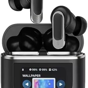 AD V8 TWS Earphones 2024 Newest LCD Touch Screen Wireless Earbuds with ANC+ENC Noise Cancelling - Sport V8 Earbuds IPX-5 Waterproof Stereo Sound - Long Battery Life BT V5.3 Gaming Headphones (Black)