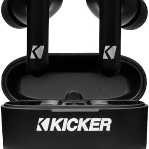 KICKER TWS2 True Wireless Earbuds, Bluetooth Earbuds with Microphone, Environmental Noise Cancelling, Wireless Earphones for Android and iOS, Fast Charging Case USB-C with 24 Hours of Playtime